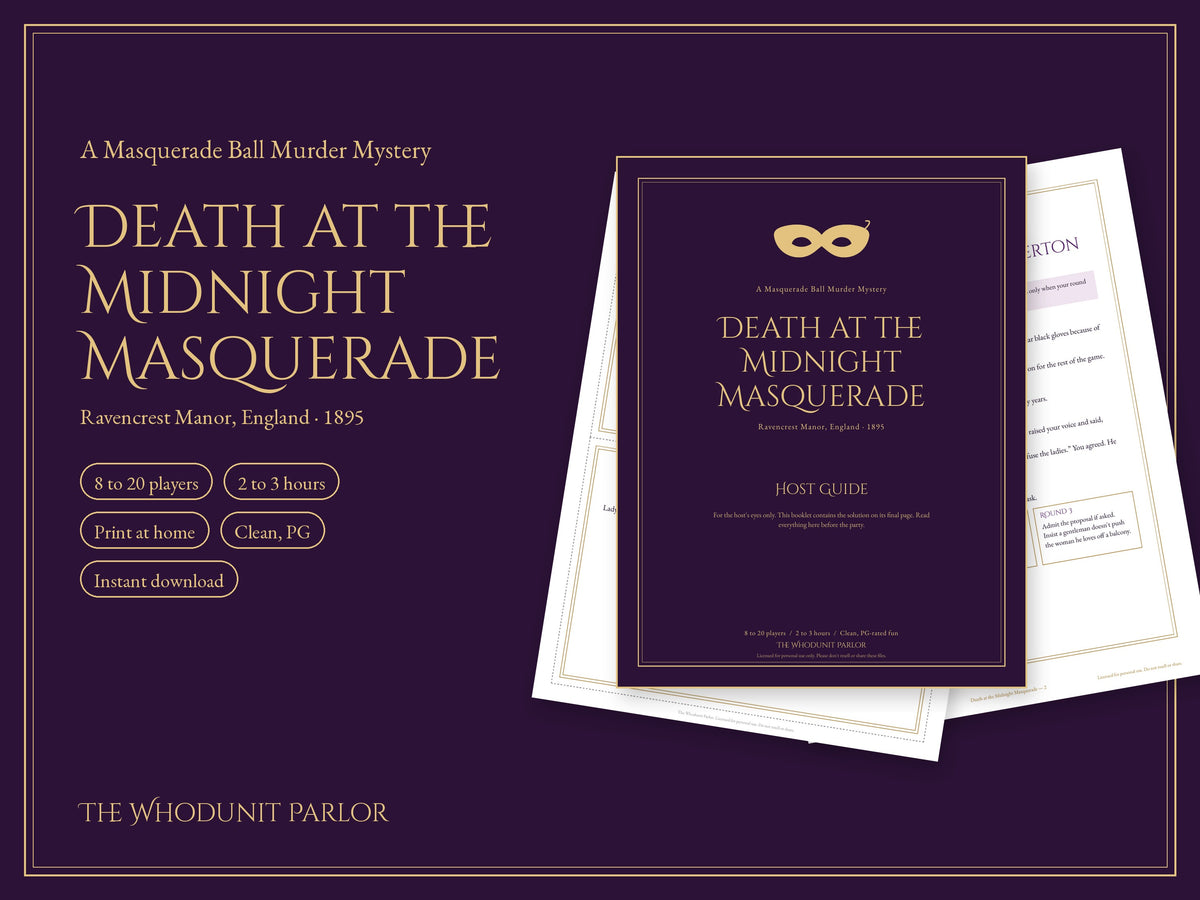 Death at the Midnight Masquerade: Masquerade Ball Murder Mystery Party Game