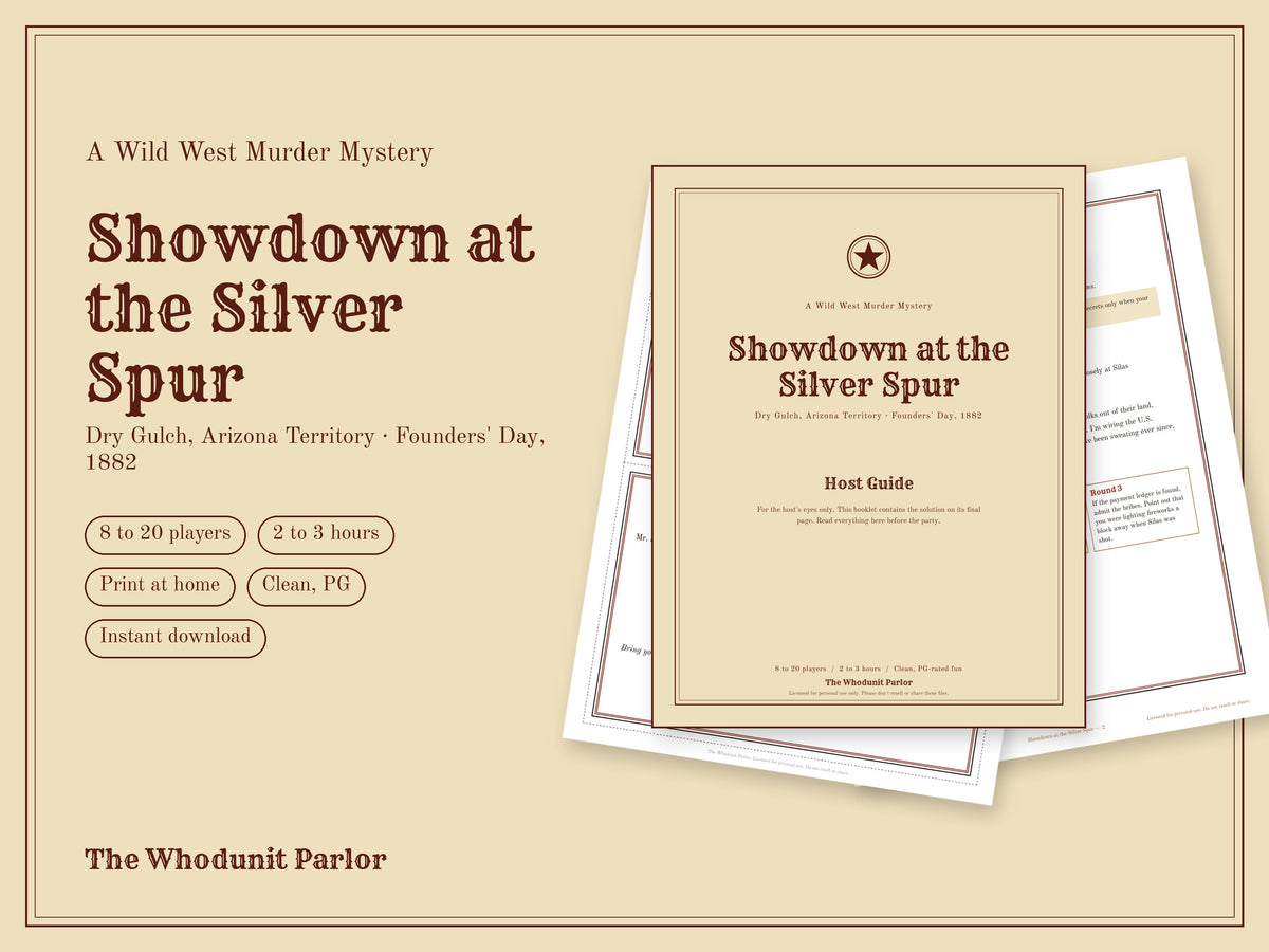 Showdown at the Silver Spur: Wild West Murder Mystery Party Game